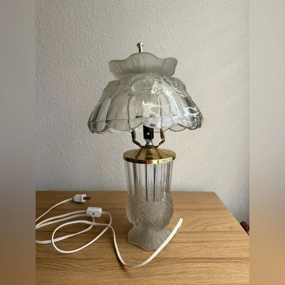 Vintage IMPERLUX West Germany Roses Hand Cut 24% Lead Crystal Lamp